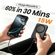 GAWFOLK Magnetic Power Bank Portable Power Source, 15W Fast Charging 5000mAh Capacity, Adjustable Stand For Ease Of Use, Wireless Charging Compatible With Many Mobile Phones And Electronic Devices, Magnetic Wireless Power Bank With MagSafe, Memorial Day Summer Kickoff Graduation Gift - Upgraded Mini Magnetic Power Bank 5000mAh (Black) - View 4