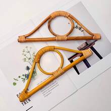 Correa para bolso de 27 cm de longitud con asa de madera de ratán y decoración circular, estilo bohemio, accesorio DIY para bolsos, accesorio esencial para viajes y vacaciones - Marrón - View 1
