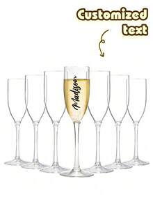 1件客製化壓克力香檳杯，客製化塑膠長柄杯，可客製化姓名與Logo，PP材質，優雅塑膠香檳杯，適用於婚禮祝酒、訂婚派對、單身女郎派對、新娘淋浴、生日派對 - 多色 - 查看 4