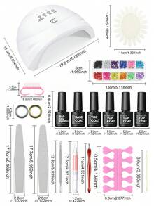COSCELIA 60PCS Gel Nail Polish Kit With Nail Lamp For Beginners Matte Glitter Nail Gel Polish Kit And Base And Top Coat Nail Manicure Kit Gifts For Women - 美規A型插(110-127V) - 查看 10