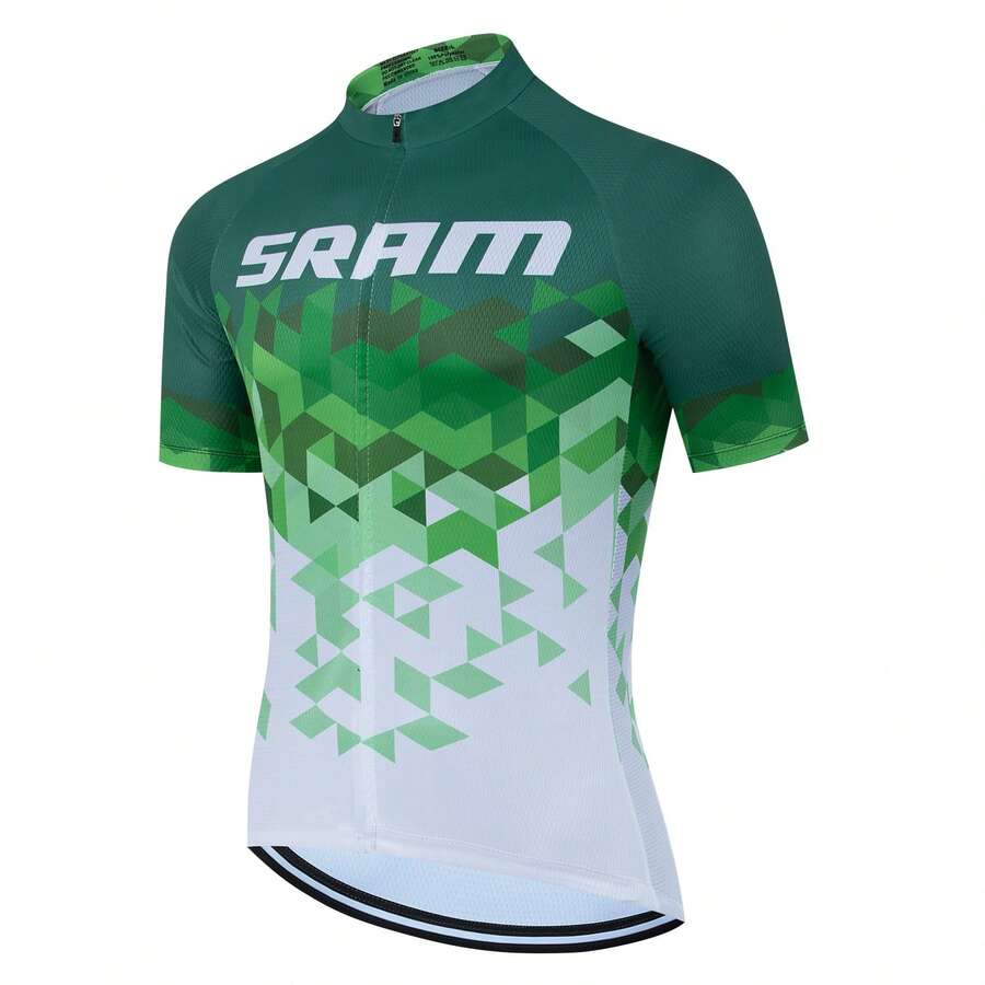 Men's Road Cycling Summer Short Sleeve Zipper Shirt, Made Of Polyester Fabric, With Certain Elasticity Sports - Black - View 1