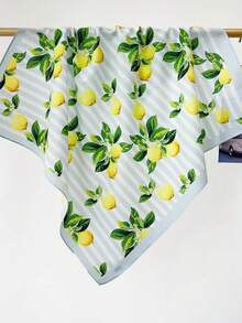 1 pieza Nuevo Pañuelo cuadrado pequeño de 100% algodón con estampado de frutas versátil, estampado floral de fibra de poliéster (poliéster) - Multicolor - Ver 7