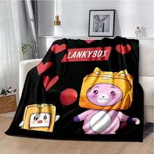 3DprintedLankyboxBoxyFoxyRockycartoonblanket,Softblanket,SuitableforfamilybedroombedsofatravelpicniccoverK((20)) - White - View 1