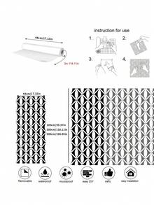 1 捲 44cm 寬黑白菱格紋波希米亞風可移除 PVC 自黏壁紙，現代中性設計。適用於櫥櫃裝飾、臥室美化、牆板貼紙及一般壁紙使用。適合春、夏、秋、冬節日裝飾計畫，讓您的整個家煥然一新。亦可用於生日、畢業典禮及其他場合的節日裝飾貼紙。 - 多色 - 查看 11