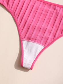 2pcs Plus Size Women's Ribbed Cotton Thong Panties, Sexy Low Waist Underwear, Tummy Control & Butt Lift, Elastic Soft Comfortable, Suitable For Daily Wear, Sports Yoga Underwear - Multicolor - View 10