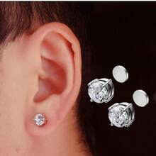 1 đôi Đúng mốt Thép không gỉ & Zirconia Kẹp-on   Hoa tai Đối với Mặc hàng ngày , Không giới tính - màu thép - Xem 9