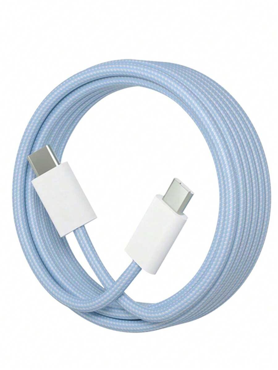 USB-C Fast Charging Cable Compatible With IPhone 17/16/15, USB-C To Type-C Charging & Data Cable (3.3/6.6/10ft Nylon Braided) For Indoor/Outdoor/Travel And Car Use, Fast Charging Compatible With Iphone 17/16/15/Pro/Pro Max, Android Phones - 淺藍色 - 查看 1
