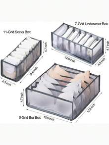 1/3/5 Cajas de almacenamiento de ropa interior, Organizador de cajón plegable para ropa interior, Organizador de armario, Caja de almacenamiento de sujetadores para el hogar - Blanco - Ver 7