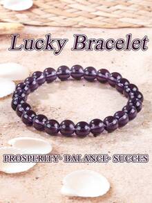 Pulseira de Cristal Transparente Roxo Única, Sorte, Energia Curativa, Pulseira de Contas de Equilíbrio, Presentes de Festa de Feriado para Mulheres Homens, Presentes de Joias Delicadas - Roxo - Visão 1