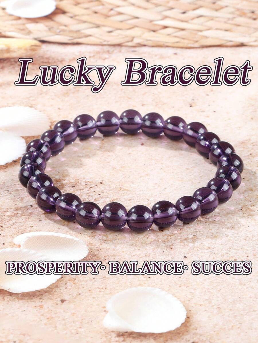 Pulseira de Cristal Transparente Roxo Única, Sorte, Energia Curativa, Pulseira de Contas de Equilíbrio, Presentes de Festa de Feriado para Mulheres Homens, Presentes de Joias Delicadas - Roxo - Visão 1