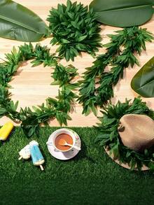 2/1pc Tropical Green Fern Leaf Leis - Artificial Hawaiian Garland Necklace For Summer Beach Pool Party Favors, Decorations & Photo Props No Maintenance, Festive Event Accessories, Hawaiian Themed Accessory, Hawaiian Party Decorations - Wreath - View 8