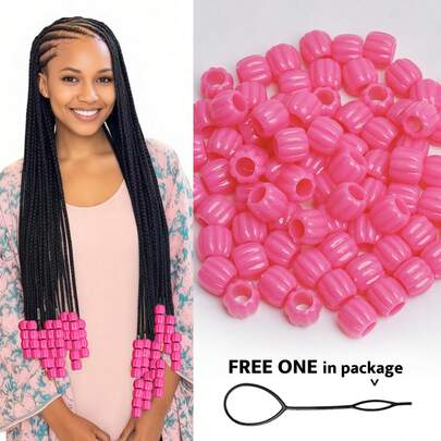 80 Peças Contas Coloridas para Rabo de Cavalo, Contas de Plástico de 11*12mm com Furo Grande de 7mm, Adequado para Acessórios de Cabelo de Natal Africano, Acompanha Agulha de Enfileirar, Kit de Acessórios de Cabelo, Kit de Ferramentas de Penteado
