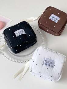 1 Buah Tas Kosmetik Mini Portabel Motif Polkadot dengan Resleting, Tas Penyimpanan Pembalut Wanita, Tas Perlengkapan Mandi Portabel Multifungsi, Dompet Koin - MultiWarna - View 4