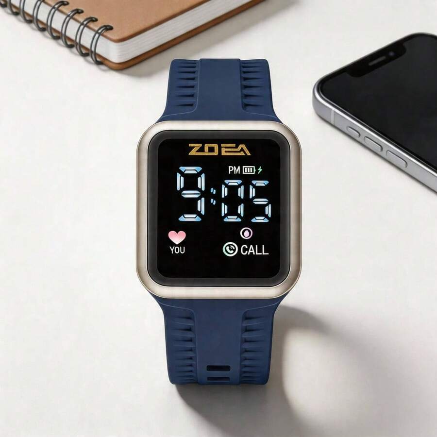 ZOEA Sports Smartwatch With Breathable Perforated Strap + Square Touchscreen + Fitness Style + Daily/Sport Use + Smartwatch - 深藍色 - 查看 1