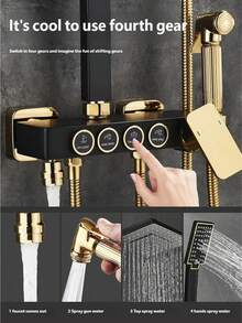 Shower System With 8-Inch Rain Shower Head And Handheld Shower, Black And Gold Exposed Shower System, 4-Function Bathtub Shower Faucet Set, Rain Shower Head With Handheld Sprayer, Complete Shower System Kit With Brass Valve (Some Parts Random, Some Packaging Random) - Black Gold - View 3