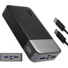 Portable Power Bank 20000mAh, 35W Portable Charger, Battery Pack Fast Charging, PD3.0 QC4.0 Phone Battery Pack With LED Display For Phone 16 15 14, Galaxy, Tablet, Switch, EtcoutdoorPower Display - Black - View 12