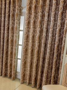 1pc European Aesthetic Style Blackout Curtain, Unique Marble Texture, Privacy Protection, Heat Insulation, Suitable For Living Room & Bedroom - Khaki - View 6