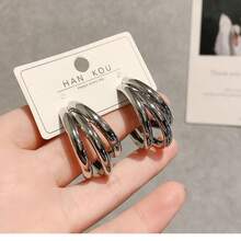 Minimalist Hoop Earrings - Silver - View 2