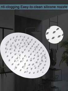 Đầu vòi sen tròn bằng thép không gỉ 12 inch, áp lực cao, thiết kế xoay được, gắn tường. Thiết kế siêu mỏng tiết kiệm nước, lưu lượng nước cao, bề mặt được đánh bóng, dễ dàng lắp đặt trên tường và trần nhà. - tròn - Xem 3