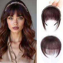 Synthetic Fake Bangs Hair Neat Rhinestone Hairband With Braids Headband Heat Resistant Bangs In Hair Extensions Hairpieces Hair - Multicolor - View 11