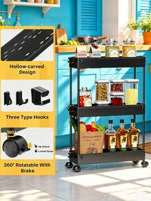 Sleek Rolling Storage Cart With Smooth Wheels For Tiny Corners Slim Storage Cart Organizer For Renters Sturdy Rolling Utility Cart To Use In Narrow Bathroom Mobile Shelving Unit Organziers Storage Kitchen Essentials Storage Room Deocr Bathroom Accesssories Shelves Kitchen Storage Bathroom Storage - Nhiều màu - Xem 4