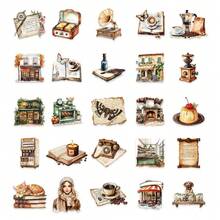 50 buah Stiker Kopi Vintage, Cocok untuk Laptop, Ponsel, Tablet, Gitar, Koper, Scrapbooking, dan Proyek Dekorasi DIY Lainnya - Kopi Retro - View 9