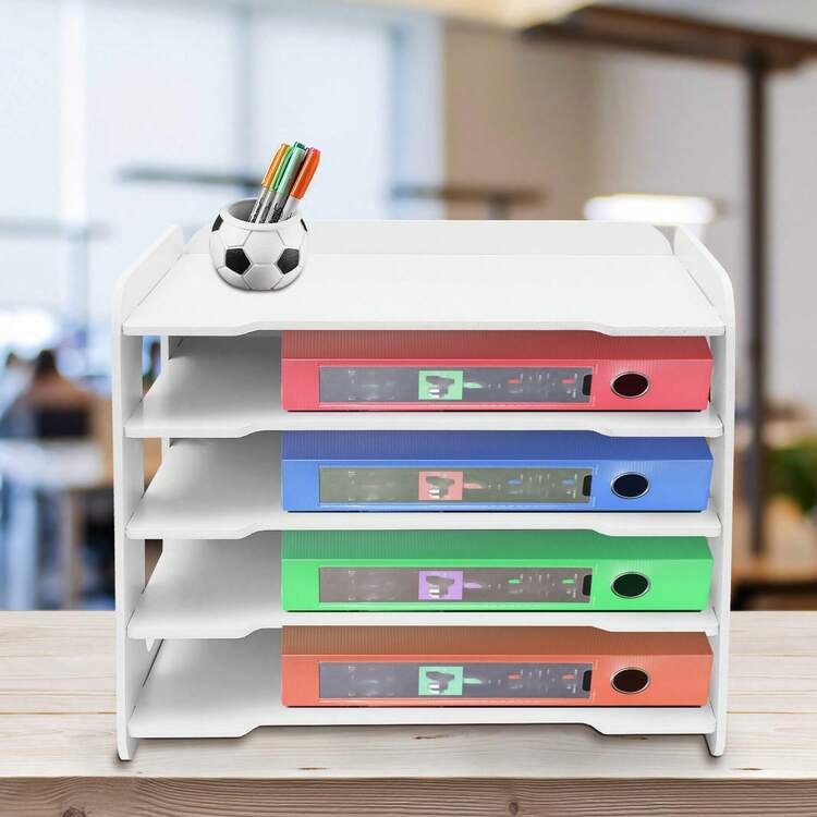 5-Tier Stackable Letter Tray Home Office Desk Paper Document Organizer File Tray - View 3