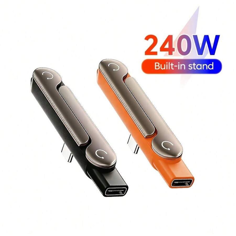 1 قطعة/2 قطعة محول USB-A إلى USB-C بقدرة 240 واط مع حامل هاتف، محول شحن سريع ونقل بيانات USB 2.0، متوافق مع iPhone 17/ محول USB إلى USB-C - متعدد الألوان - مشاهدة 1
