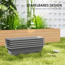 Set Of 5 Stackable Plastic Flower Pots, 59 X 21 X 16 Cm, Weather-Resistant, Suitable For Indoor And Outdoor Use, Grey - B - 查看 2