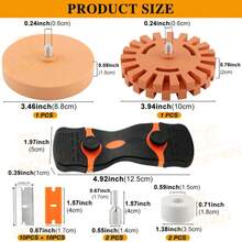 Eraser Wheel Decal Remover Tool Kit, 2 Upgraded Rubber Wheels With Razor Blade Scrapers & Drill Adapters, Removing Adhesive Stickers Vinyl Pinstripes Emblem Label Glue For Car Truck RV - Orange(2+1 Set) - 查看 2