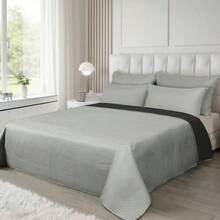 Two-Tone Air Conditioning Duvet And Pillowcase Set, Includes 1 Duvet And 1/2 Pillowcases, Made With A Soft And Comfortable Filling Process, Breathable Design To Keep Cool And Comfortable, Easily Integrates Into Any Bedroom Decor - 黑色淺灰 - 查看 2