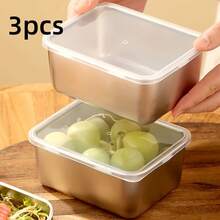 5件/3件套不锈钢保温食品容器套装，不锈钢托盘套装，密封防漏可堆叠餐盒，适用于蔬菜、水果、肉类，可用于冰箱、办公室、厨房、露营、聚会、家居装饰 - 彩色 - 查看 10