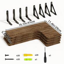 Tomnk 4/5pcs Corner Floating Shelves, Bookshelves, Rustic Wood Wall Mounted Corner Shelf, Wall Decor, Room Decor, For Bathroom, Kitchen, Bedroom, Home Decor, Laundry Room, Living Room, Spring Decor - 彩色 - 查看 20