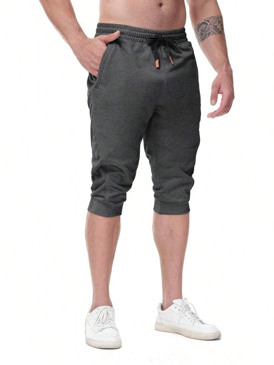 Men's Casual 3/4 Jogger Pants For Gym Training And Workouts - 深灰色 - 查看 1
