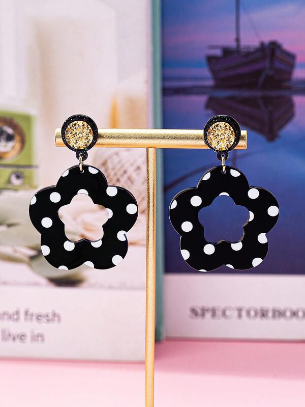 1 Pair Fashionable Wood Grain Acrylic Earrings, Suitable For Daily Wear
