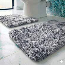 3-Piece Set Of High Pile Bath Mat. - Dark Grey - View 2