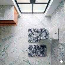 3-Piece Set Of High Pile Bath Mat. - Dark Grey - View 5