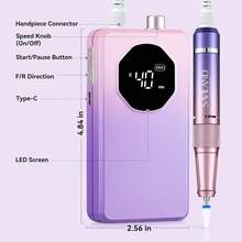 SAVILAND 2026 Nail Drill Professional: 40000RPM Electric Nail Drill 30S Fast Removal For Acrylic Nails Low Noise Electric Nail File Long-Lasting Manicure Pedicure Mobile Tech & Salon (Gradient Purple) - 漸層紫 - 查看 9