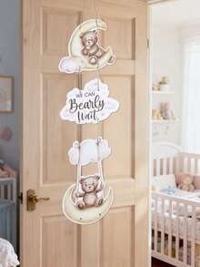 Conjunto de 1 decoração de porta de papel com tema de urso marrom para chá de bebê, decoração para festa de chá de bebê, festa temática de revelação de gênero, menino ou menina, decoração de porta de papel para chá de bebê, banner para pendurar com design de ursinho de pelúcia "Mal podemos esperar", decoração de fundo para festa de recém-nascido, decoração para pendurar na porta, adereços para fotografia, artigos para festa de chá de bebê, decoração para festa de aniversário com tema de ursinho de pelúcia, presente para chá de bebê, lembrancinha de festa - Urso pardo - Ver 4