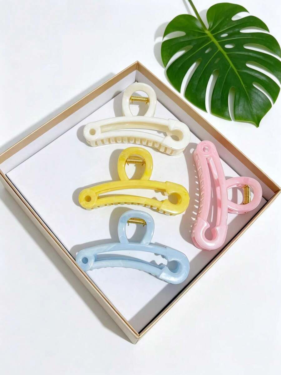 4 pièces Pinces à cheveux épingles de couleur unie pour femmes, grande taille pour cheveux épais à l'arrière de la tête, accessoires de mode pour un port quotidien
