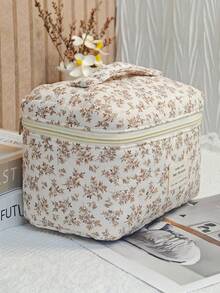 Bộ 3 món / Một túi đựng mỹ phẩm nhỏ chần bông họa tiết hoa / Túi đựng mỹ phẩm / Túi mềm / Túi du lịch có khóa kéo / Túi đựng đồ - Nhiều màu - Xem 4