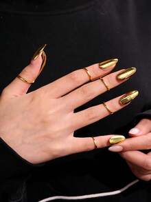 5pcs/Set Personalized Punk Five-Finger Nail Rings, Mysterious Artistic Niche Unisex Jewelry For Women And Men, Suitable For Party, Banquet, Vacation Wear, Gift (May Not Fit Everyone's Bone Structure) - Multicolor - View 5