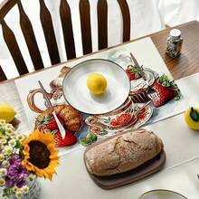 1/2/4/6/8/300pcs Strawberry Theme Placemat Set. Made Of 100% Polyester, Size 12 Inches * 18 Inches/30cm * 45cm. Machine Washable Polyester Placemats, Heat-Resistant, Stain-Resistant, Waterproof, And Easy To Clean. Suitable For Spring Home Decor, Household Essentials, Kitchen Supplies, And Family Gatherings. - Multicolor - View 6