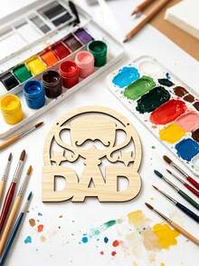32pcs Wooden Father's Day Trophy Craft Set, Includes 10 Wooden Pieces, 10 Ropes, 12 Colored Pens, DIY Painting & Doodle Handmade Craft, Father's Day Gift, Wooden Pendant Decor, Holiday, Wedding, Home Party, Garden Decoration, Festive Souvenir - Father's Day Wooden Pendant - View 4