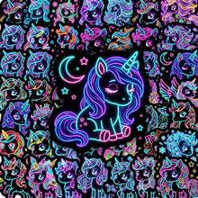 50pcs New Neon Unicorn Sticker Set, Creative Cute Rainbow Horse Decorative Materials, Waterproof Graffiti Stickers - 50 Neon Unicorn Stickers - View 7