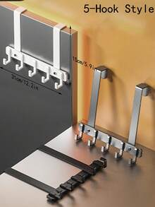 1pc No-Drill Door Back Hanging Rack, Wall-Mounted Coat Rack, Bathroom Towel Rack, Door Back Clothes Rack, Entryway Key Rack. Suitable For Kitchen, Bathroom Door Hanging Storage, Room Decoration, Home Decor, Kitchen Accessories - Multicolor - View 9