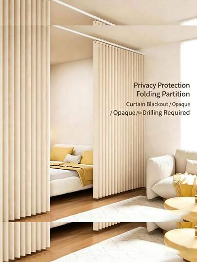Cortina plegable duradera con función impermeable y opaca, adecuada para separar áreas húmedas y secas en hogares y hoteles. Son impermeables y también se pueden usar como cortinas o divisores de habitaciones. Con pliegues asimétricos para una apariencia vertical ordenada y cómoda.