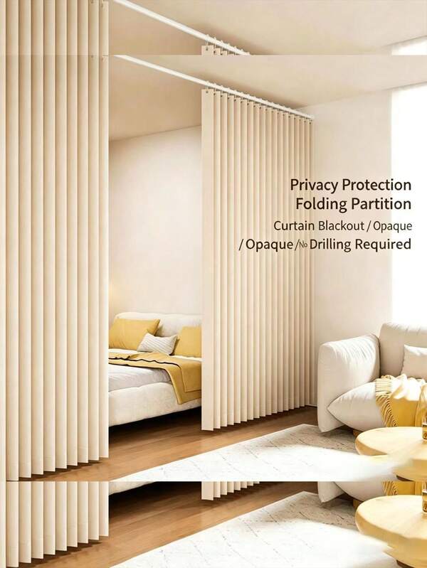 Cortina plegable duradera con función impermeable y opaca, adecuada para separar áreas húmedas y secas en hogares y hoteles. Son impermeables y también se pueden usar como cortinas o divisores de habitaciones. Con pliegues asimétricos para una apariencia vertical ordenada y cómoda.