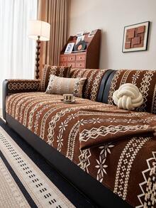 1 chiếc vỏ gối sofa họa tiết hình học Bohemian, chất liệu jacquard chenille mềm mại, bảo vệ đồ nội thất bốn mùa, chống trượt, chống bụi, chống nhăn, bền, chống trầy xước do mèo, phù hợp với sofa 1-4 chỗ và sofa hình chữ L. - Cà phê nâu - Xem 4