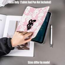 Ốp bảo vệ dạng gập chữ Y bằng acrylic trong suốt cao cấp có khe đựng bút. Màu hồng ngọt ngào với họa tiết thỏ đen trắng. Ốp bảo vệ dạng gập chữ Y bằng acrylic trong suốt cao cấp in hình thỏ dễ thương màu đen hồng tương phản. - Nhiều màu - Xem 3